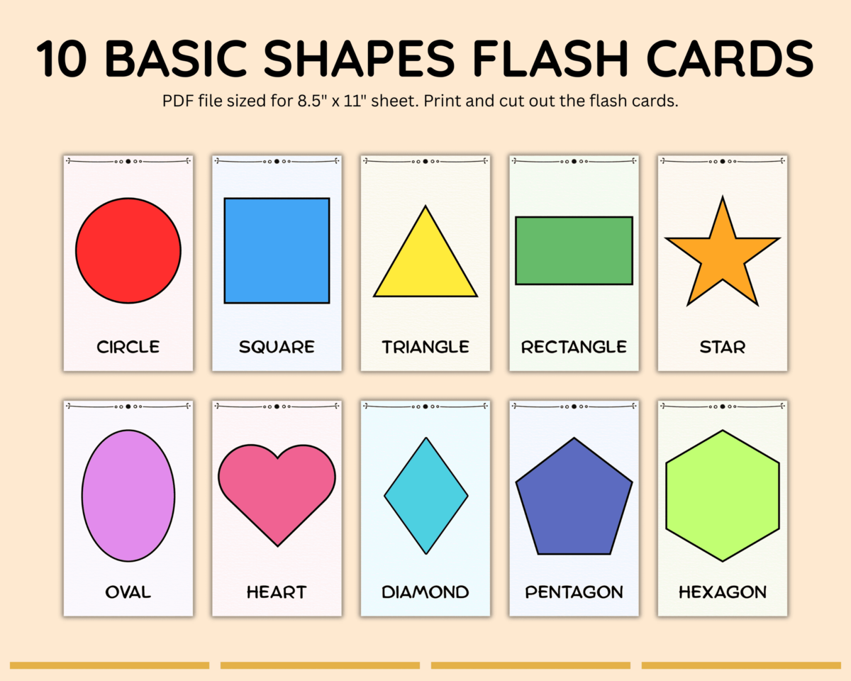 10 Shape Flash Cards Printable For Kids Preschool Learning Montessori Digital Download By Tinytreasuresshop Raket PH