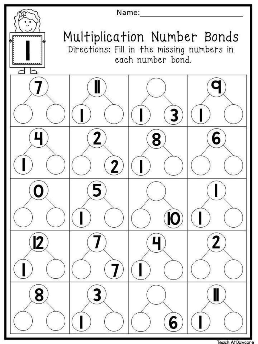12 Printable Multiplication Number Bonds Worksheets Numbers 1 12 1st 4th Grade Math Etsy