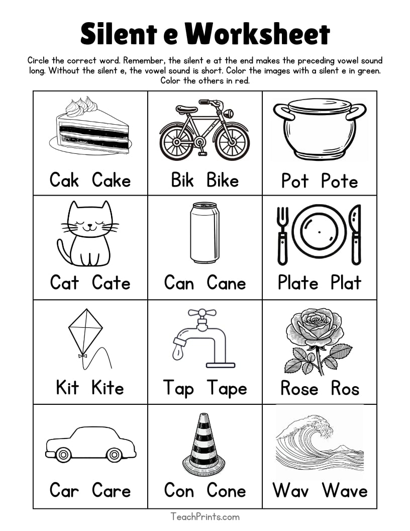 13 Silent E Worksheets Free PDF Printables Teach Prints