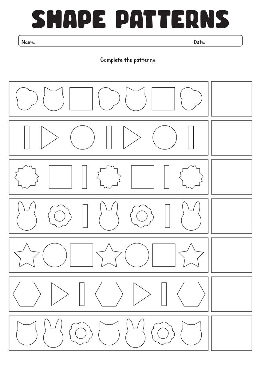 15 1st Grade Pattern Worksheets Printables Free PDF At Worksheeto
