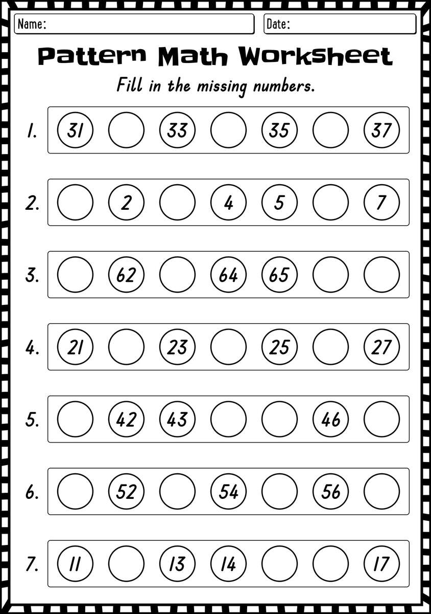 1st Grade Free Printable Pattern Worksheets Fun Engaging Activities