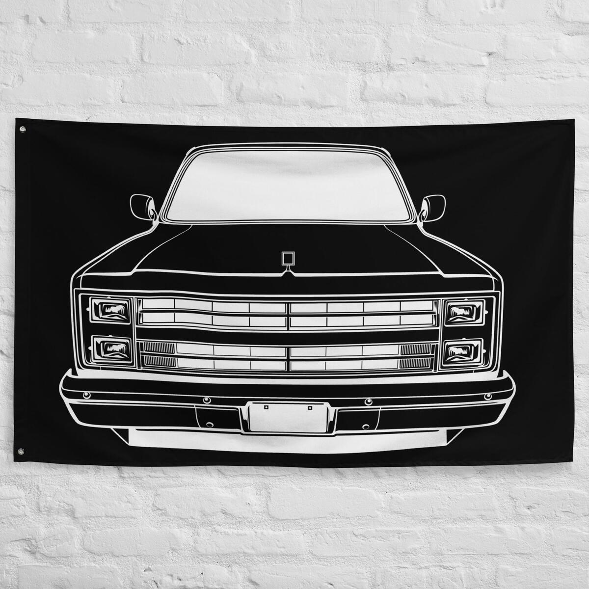 1986 Chevy Silverado C10 Pickup Square Body Truck Black Flag Gift For Dad Gift For Husband Silverado Wall Art Garage Wall Art C10 Art Etsy Israel