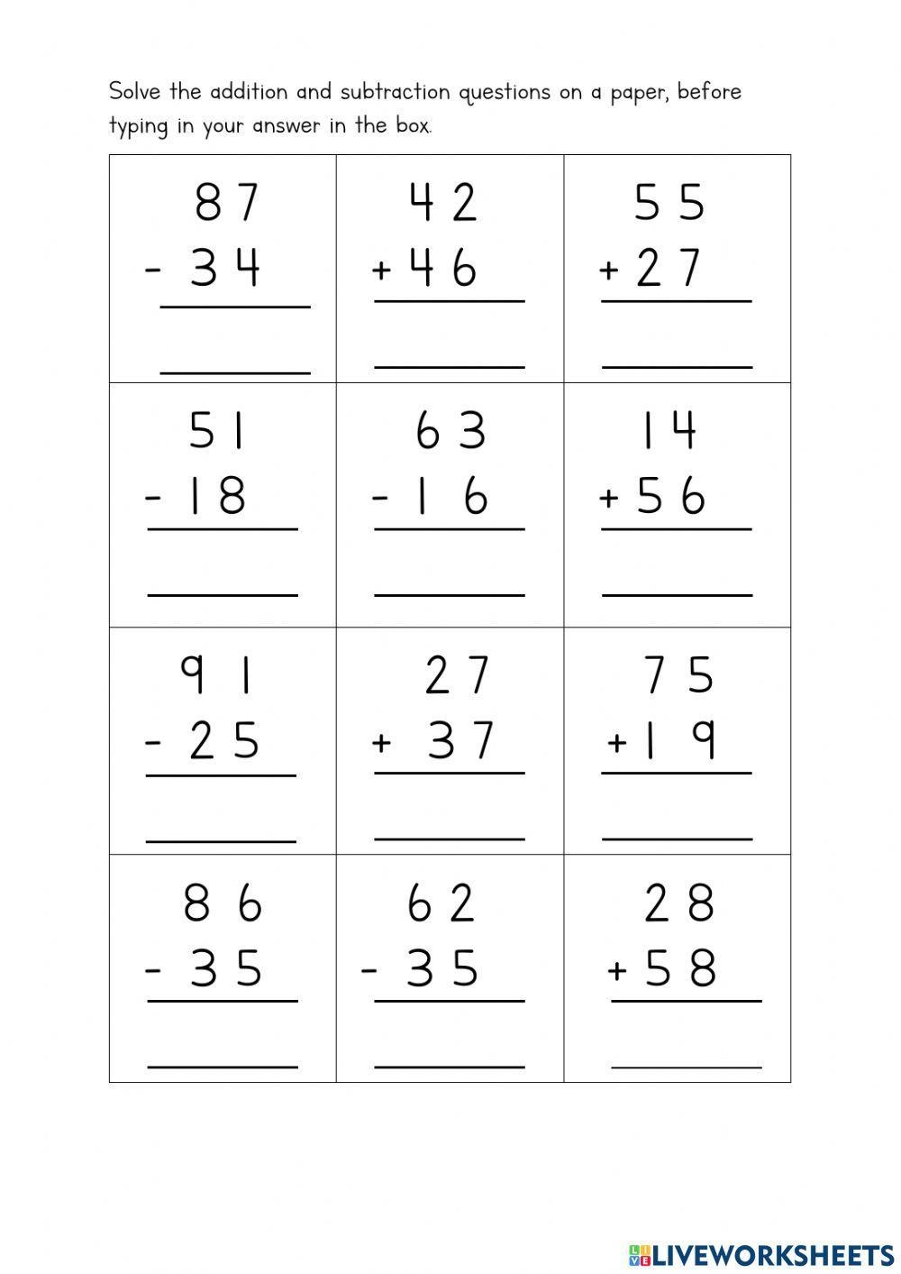 2 Digit Addition And Subtraction Worksheet Worksheets Library 2 Digit Addition And Subtraction Worksheet Worksheets Library