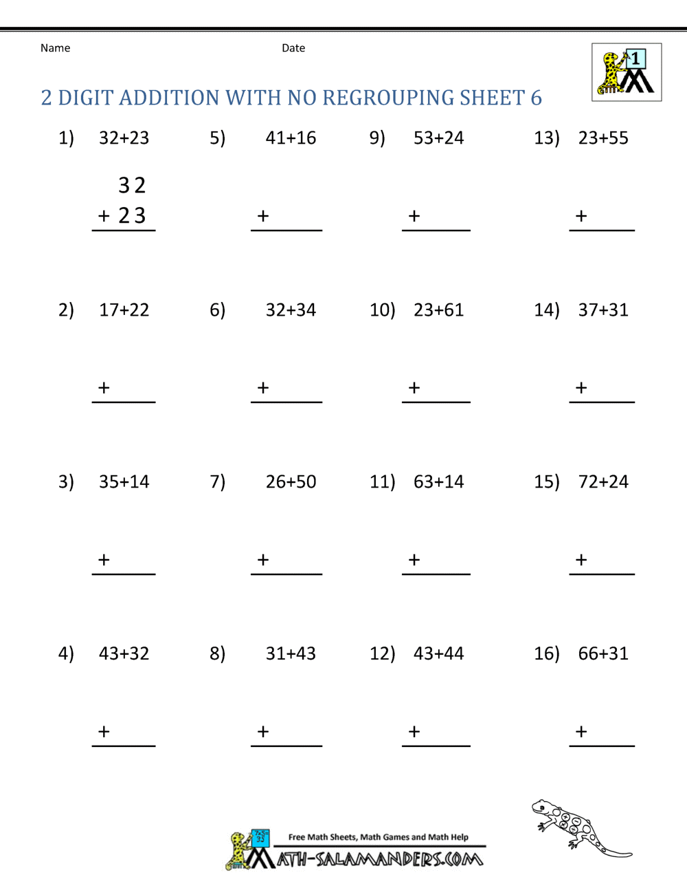 2 Digit Addition Without Regrouping Free 2 Digit Addition Math Worksheet No Regrouping Worksheets4Free