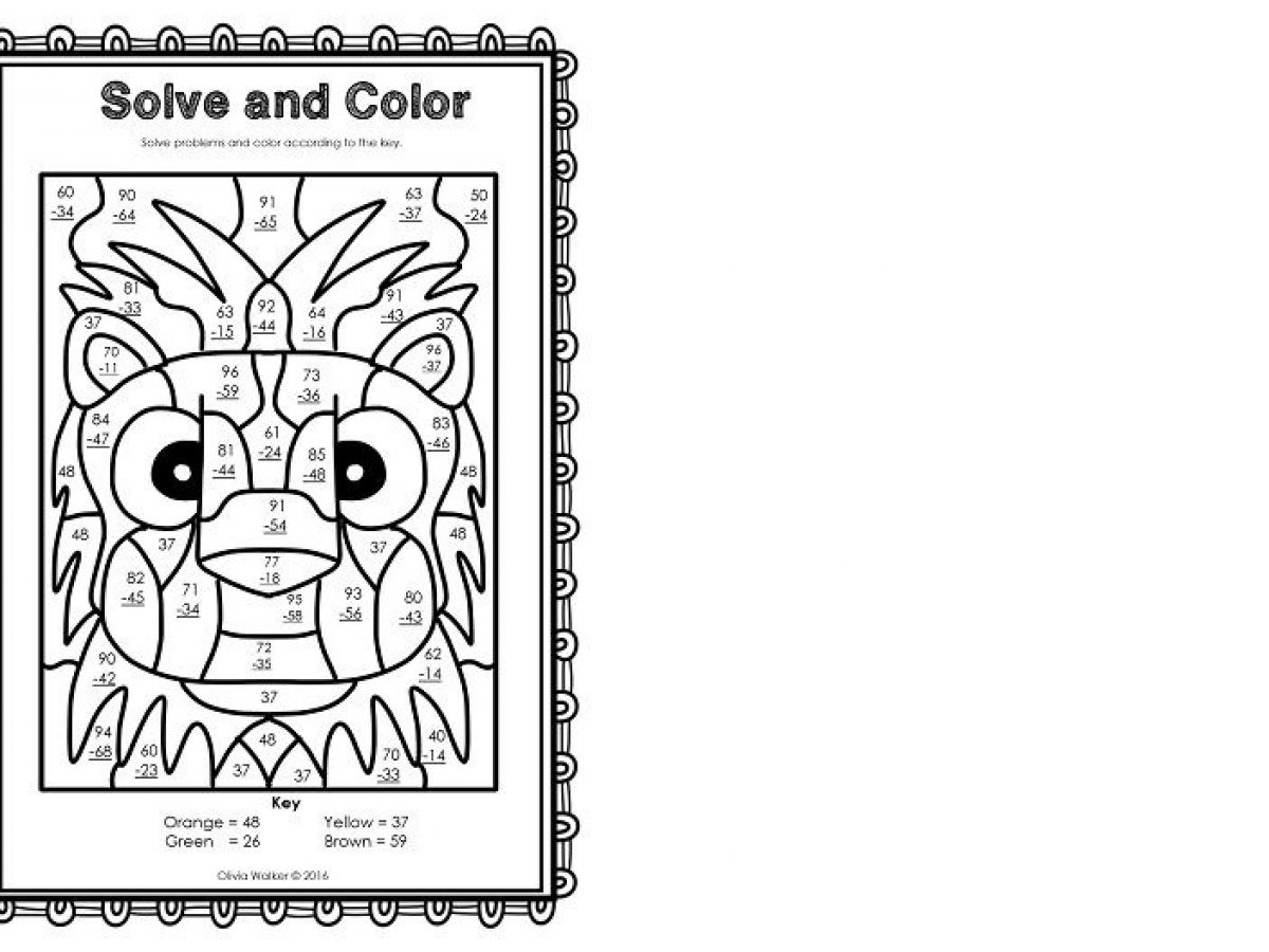 2 Digit Subtraction Coloring Worksheets Worksheet School