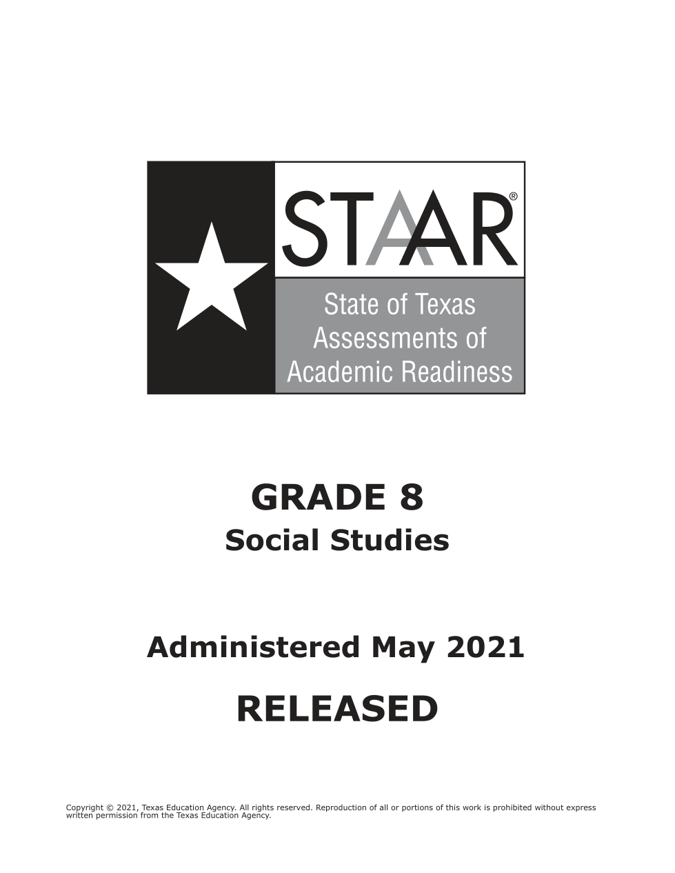 2021 STAAR Grade 8 Social Studies Huntsville ISD Library Formative