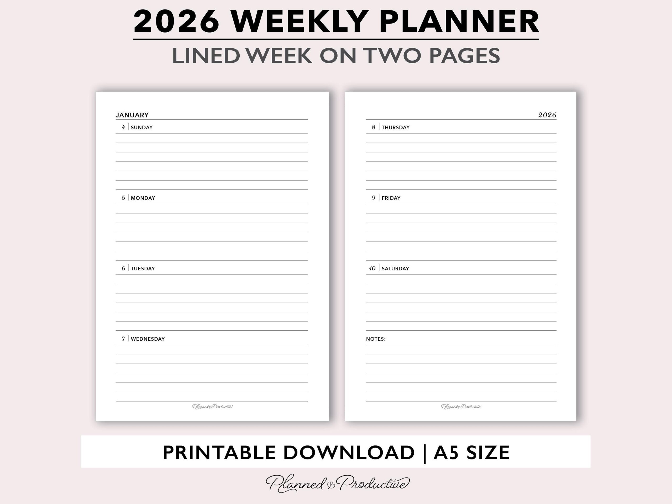Free Printable Weekly Planner 2026 Templates