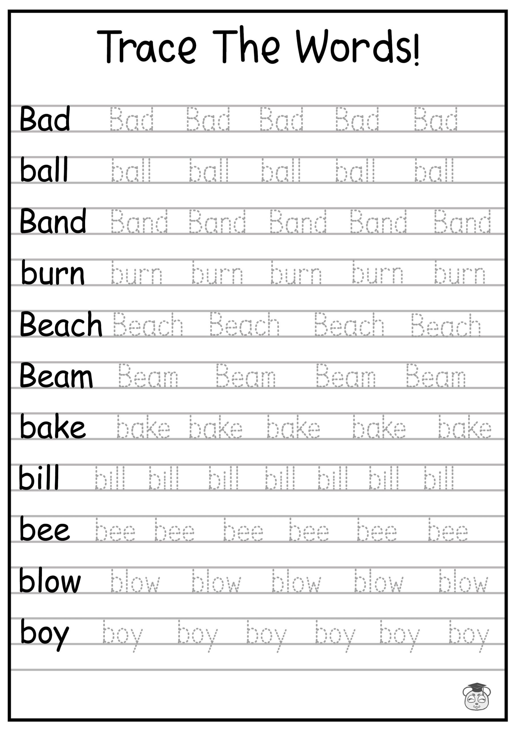 24 Printable Trace The Words Worksheet Alphabetical A Z Capital And Lowercase Words ages 3 7 KG1 To Grade 2 Etsy