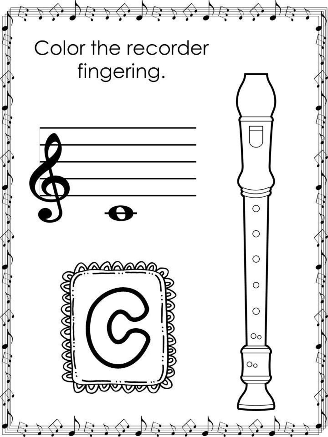 28 Color The Soprano Recorder Fingering Worksheets Baroque Style Music Appreciation And Composition Etsy