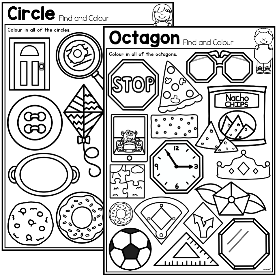 2D Shapes Find Colour Worksheets Top Teacher