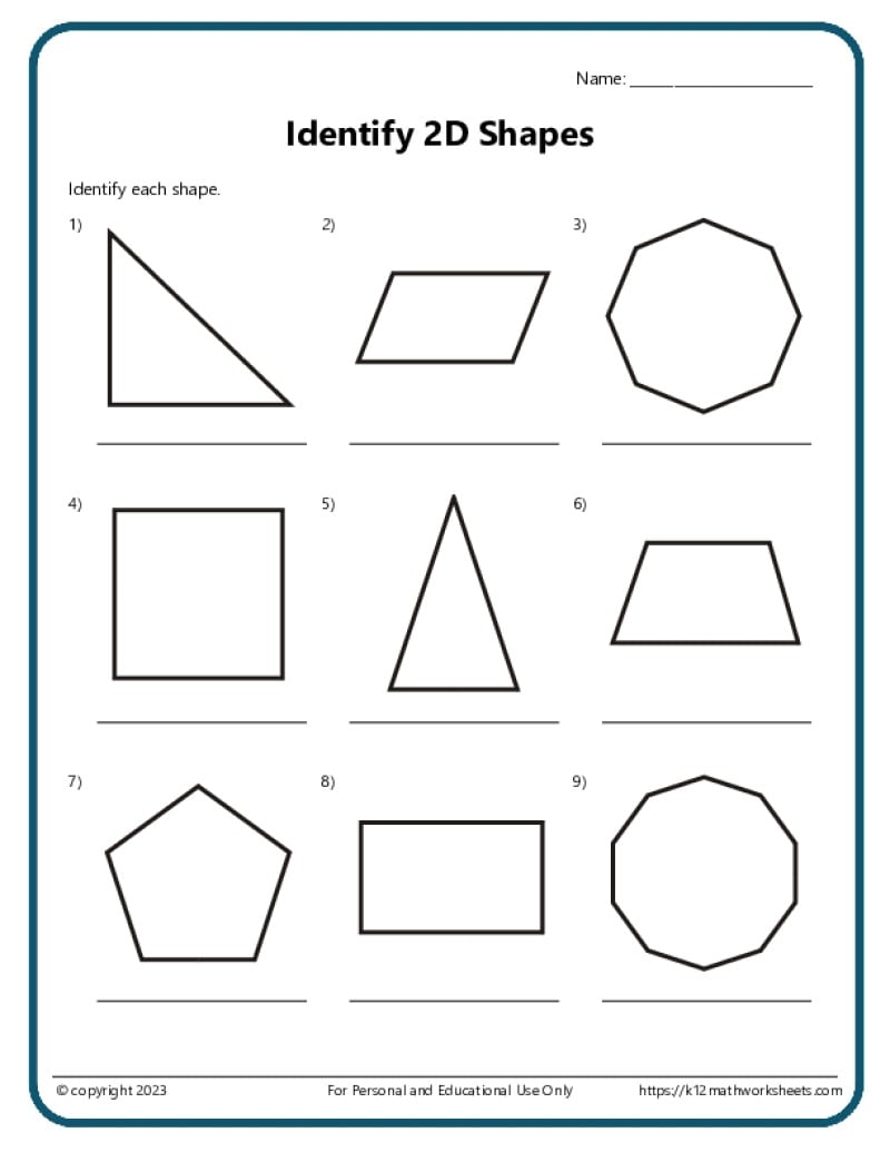 2D Shapes Worksheets 2D Shapes Worksheets