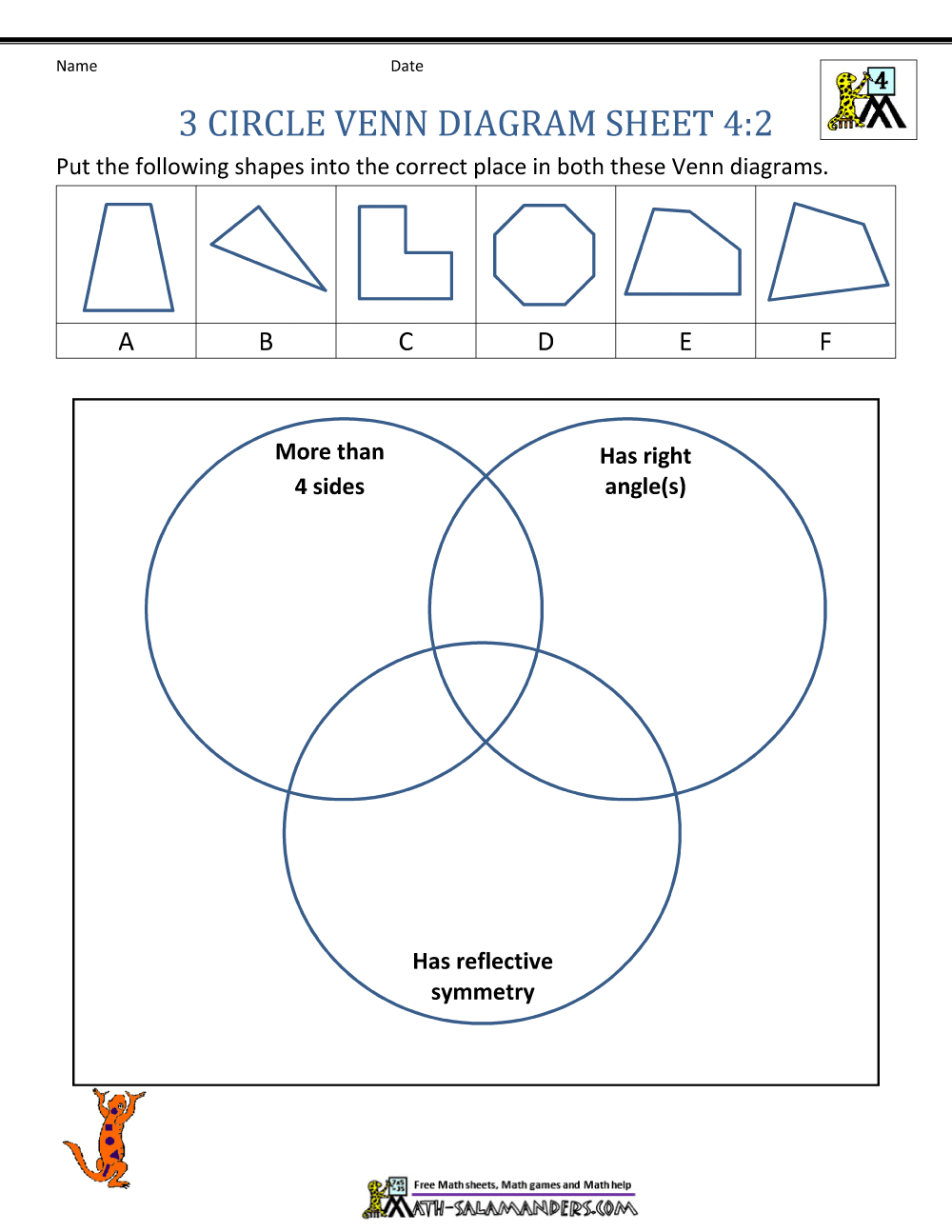 3 Circle Venn Diagram Worksheets