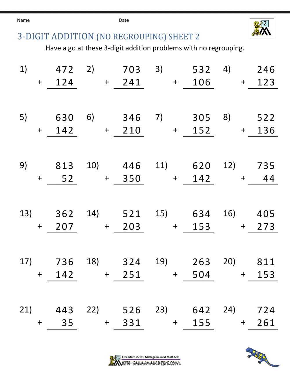 3 Digit Addition Worksheets 3 Digit Addition Worksheets