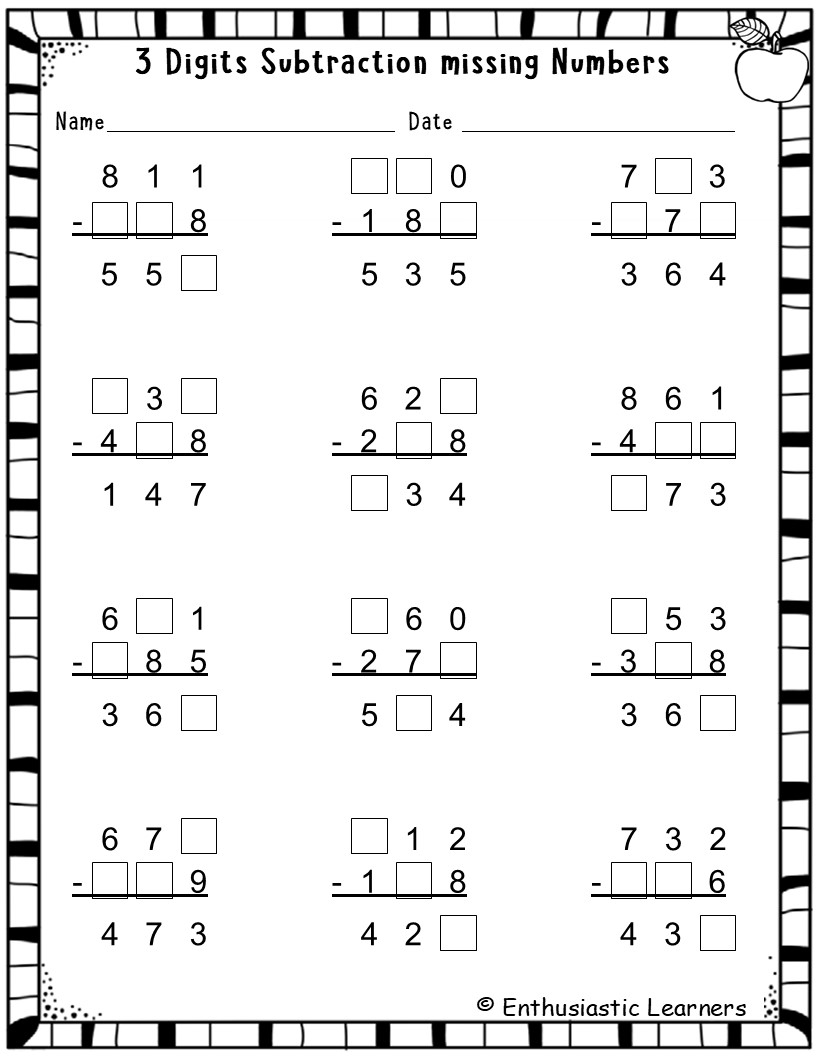 3 Digit Subtraction With Without Regrouping Games