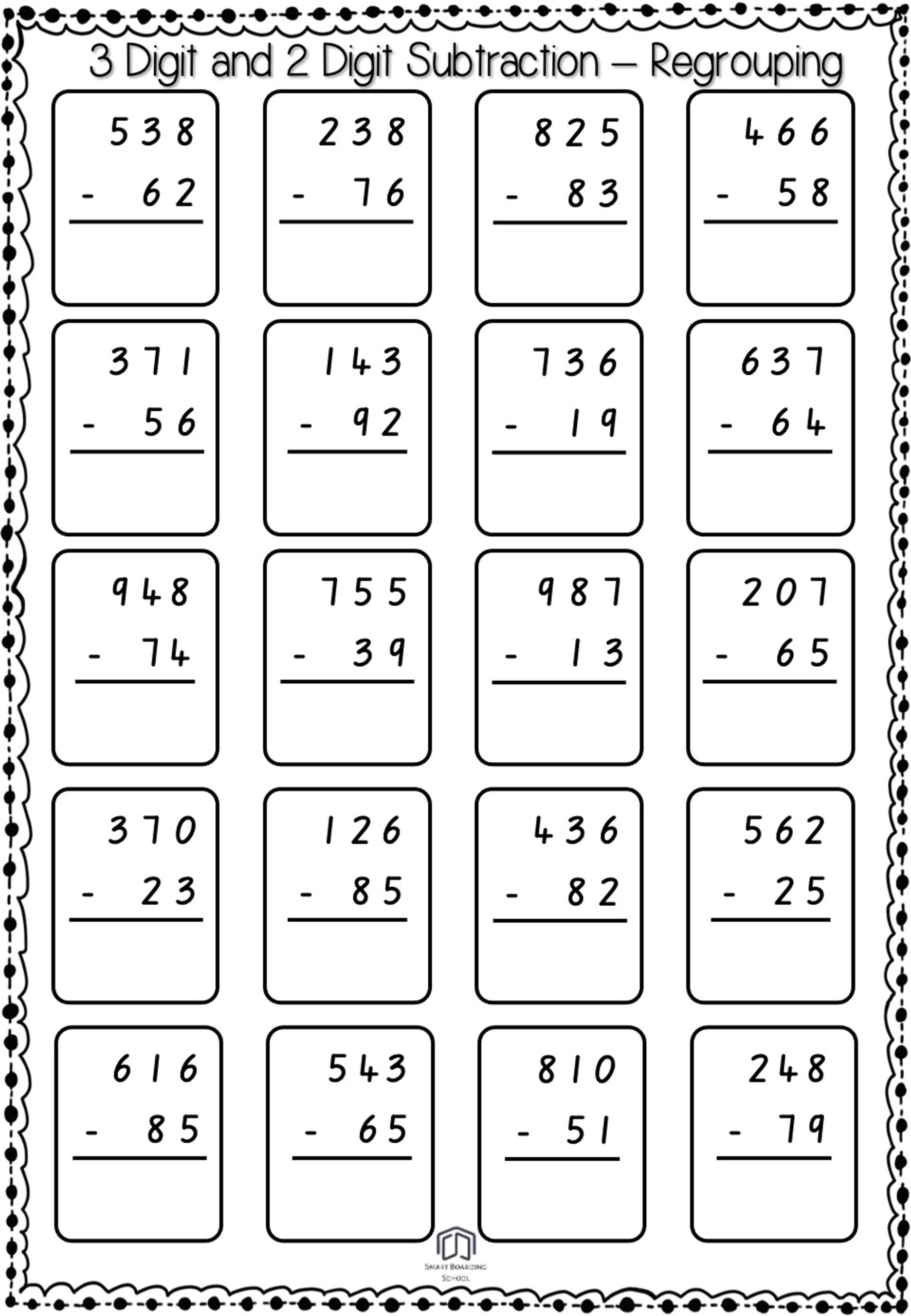 3 Digit Subtraction With Regrouping