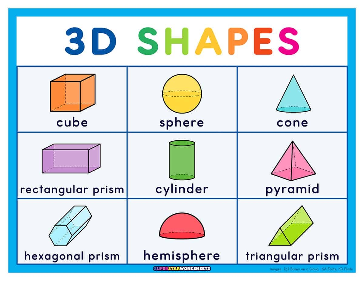 3D Shapes Superstar Worksheets