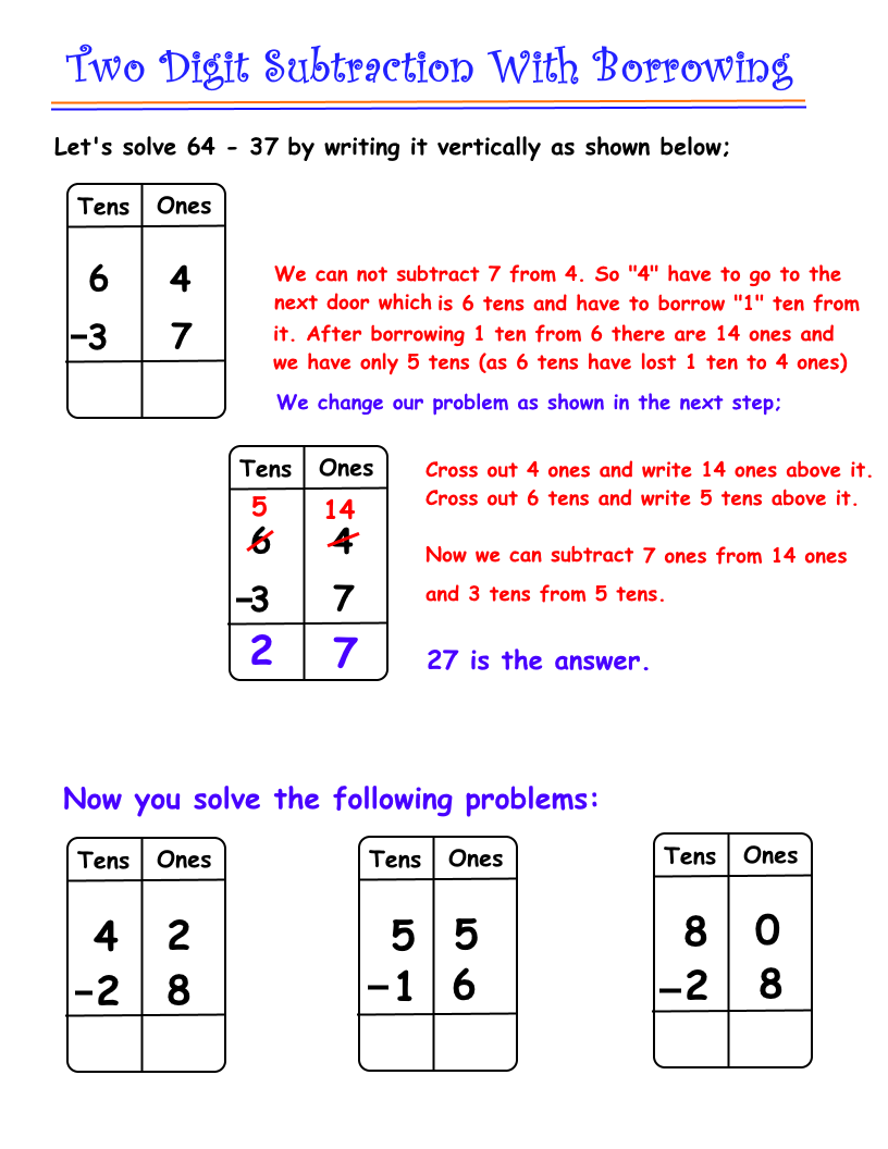 3RD GRADE MATH TWO DIGIT SUBTRACTION WITH REGROUPING Steemit