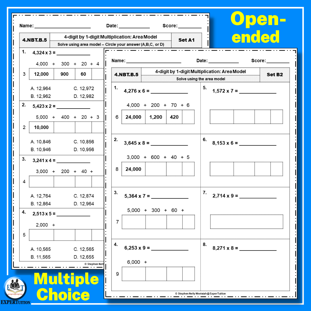 Multiplication Strategies The Box Method Worksheets Top Teacher