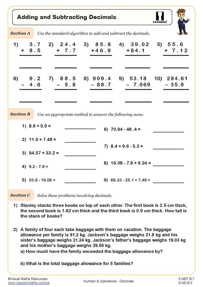 5th Grade Math Worksheets PDF Printable PDF Worksheets Cazoom Math Adding And Subtracting Fractions Worksheets