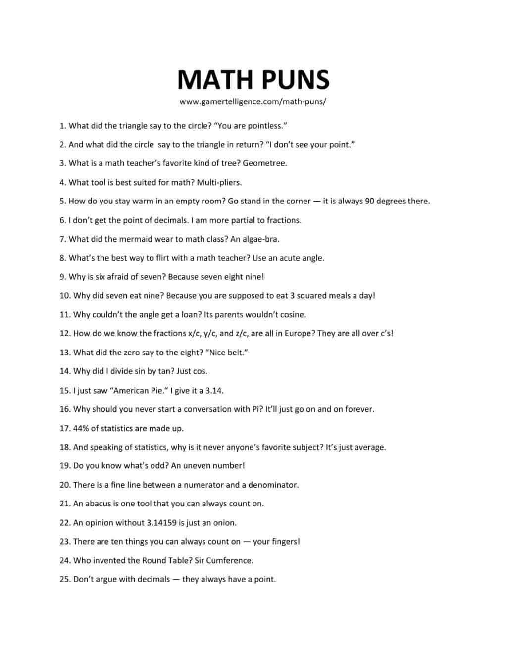 62 Best Math Puns To Brighten Up Your Day Make Numbers A Fun Thing Mantelligence