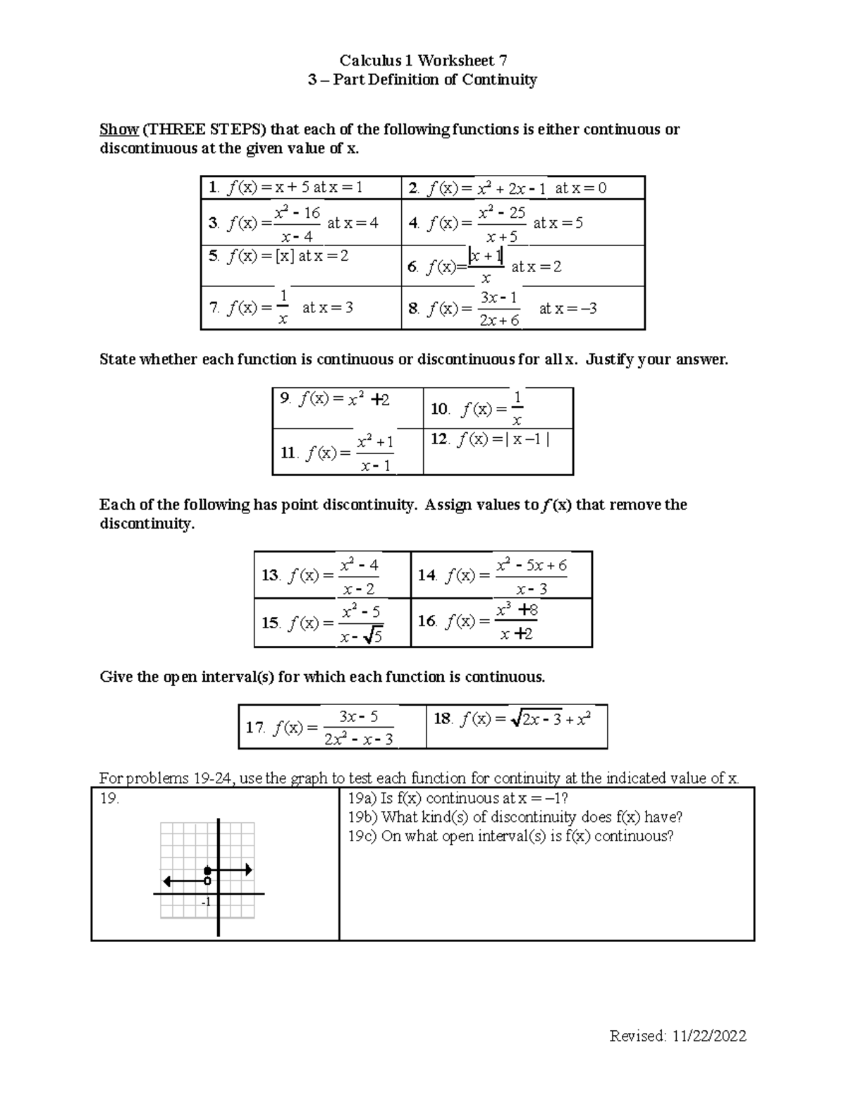 AB WS 007 3 Part Definition Of Continuity In Calculus Studocu