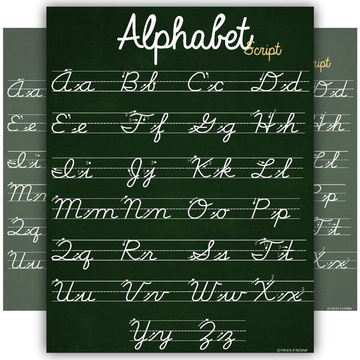 ABC Cursive Script Alphabet Poster EXTRA LARGE Chart LAMINATED Teaching Classroom Decoration Young N Refined Walmart ABC Cursive Script Alphabet Poster EXTRA LARGE Chart LAMINATED Teaching Classroom Decoration Young N Refined Walmart