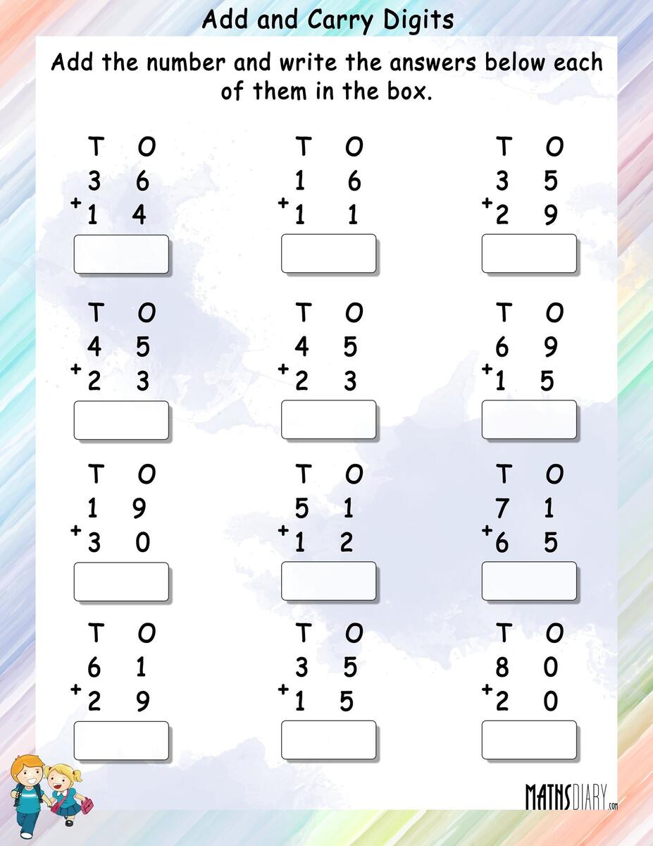 Add And Carry Digits Math Worksheets MathsDiary
