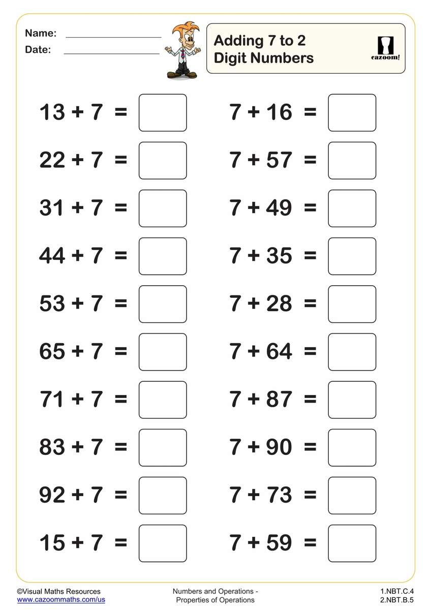Adding 11 To 2 Digit Numbers 20 Questions PDF Printable Addition Worksheets Cazoom Math Adding 11 To 2 Digit Numbers 20 Questions PDF Printable Addition Worksheets Cazoom Math