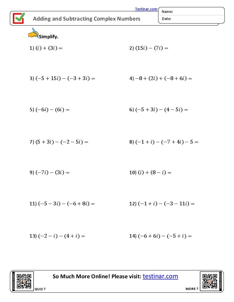 Adding And Subtracting Complex Numbers So Much More Online Please Visit Testinar
