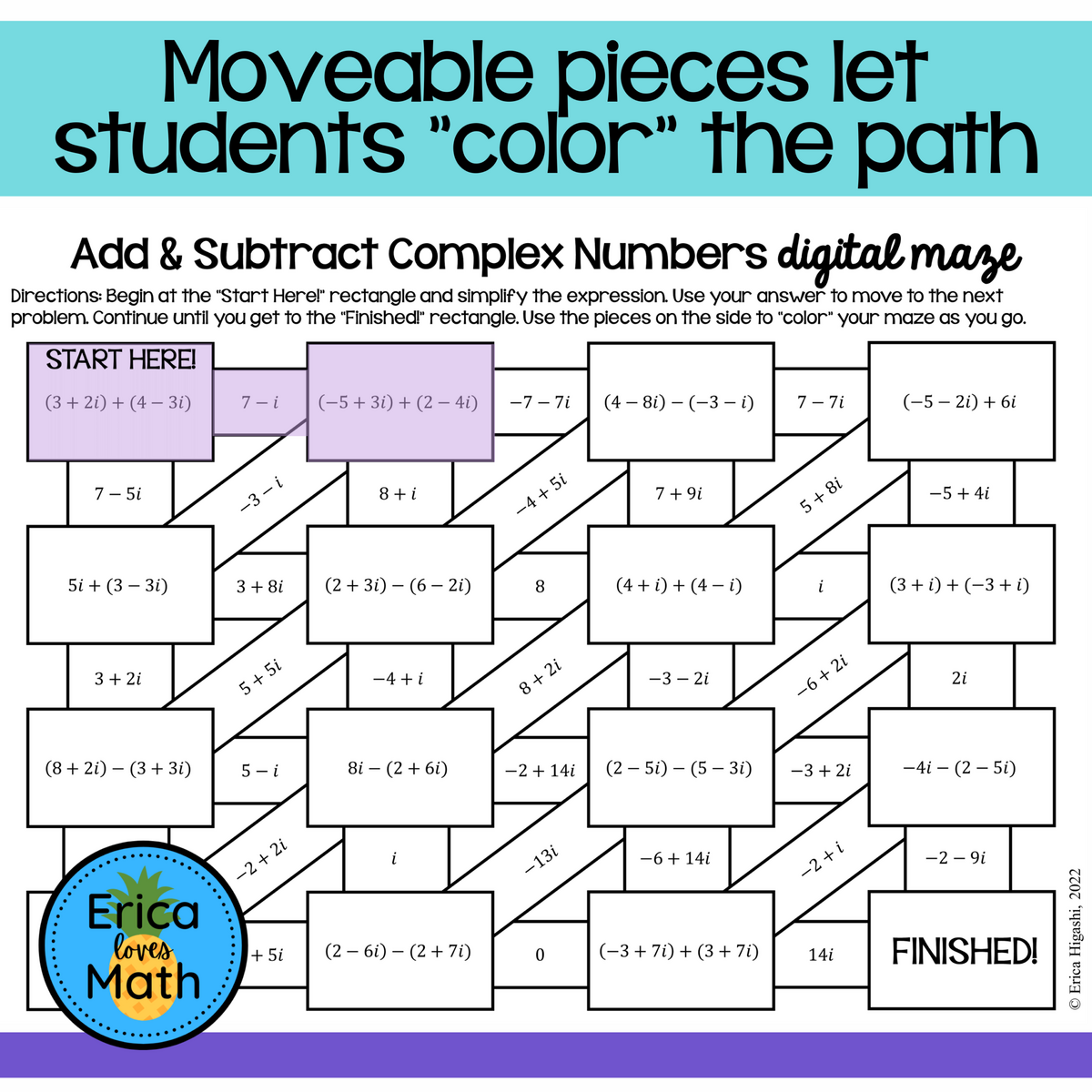Adding Subtracting Complex Numbers Digital Activity Maze Classful