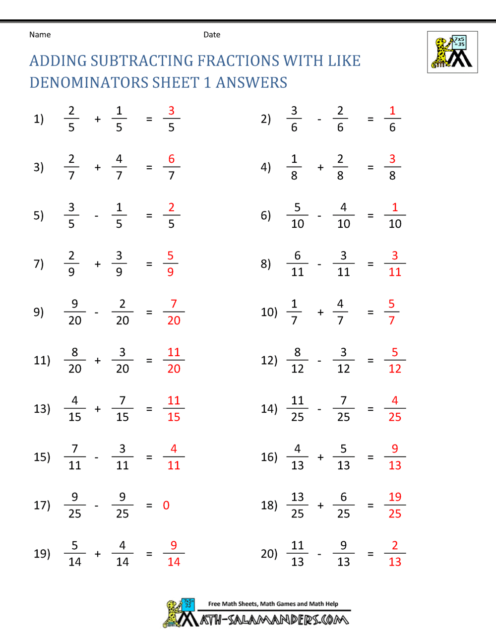 Adding Subtracting Fractions Worksheets Worksheets Library Adding Subtracting Fractions Worksheets Worksheets Library