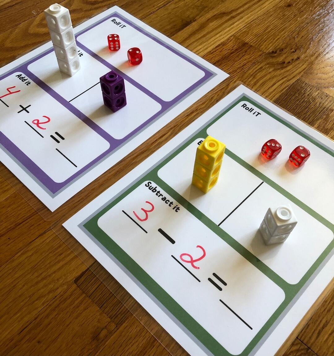 Addition Activity Subtraction Activity Math Dice Game Printable Homeschool Worksheet Kids Math Activity Kindergarten Counting Practice Etsy