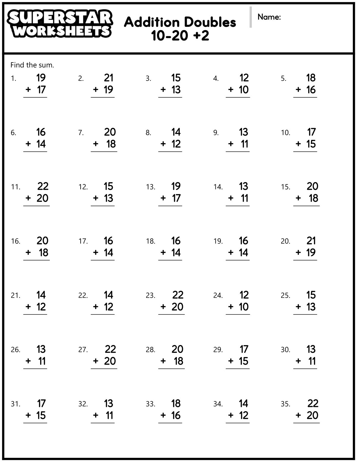 Addition Doubles Worksheets Superstar Worksheets 10 Printable Two Digit Addition Worksheets Double Digit Addition Worksheets 1st Grade 2nd Grade Made By Teachers