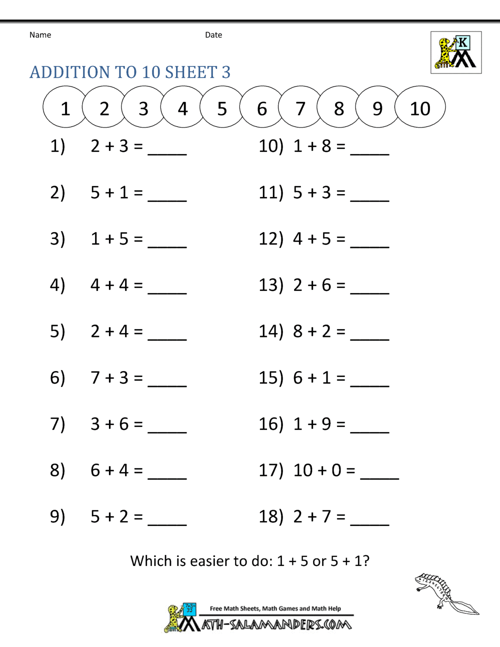 Addition Math Worksheets For Kindergarten Addition Math Worksheets For Kindergarten