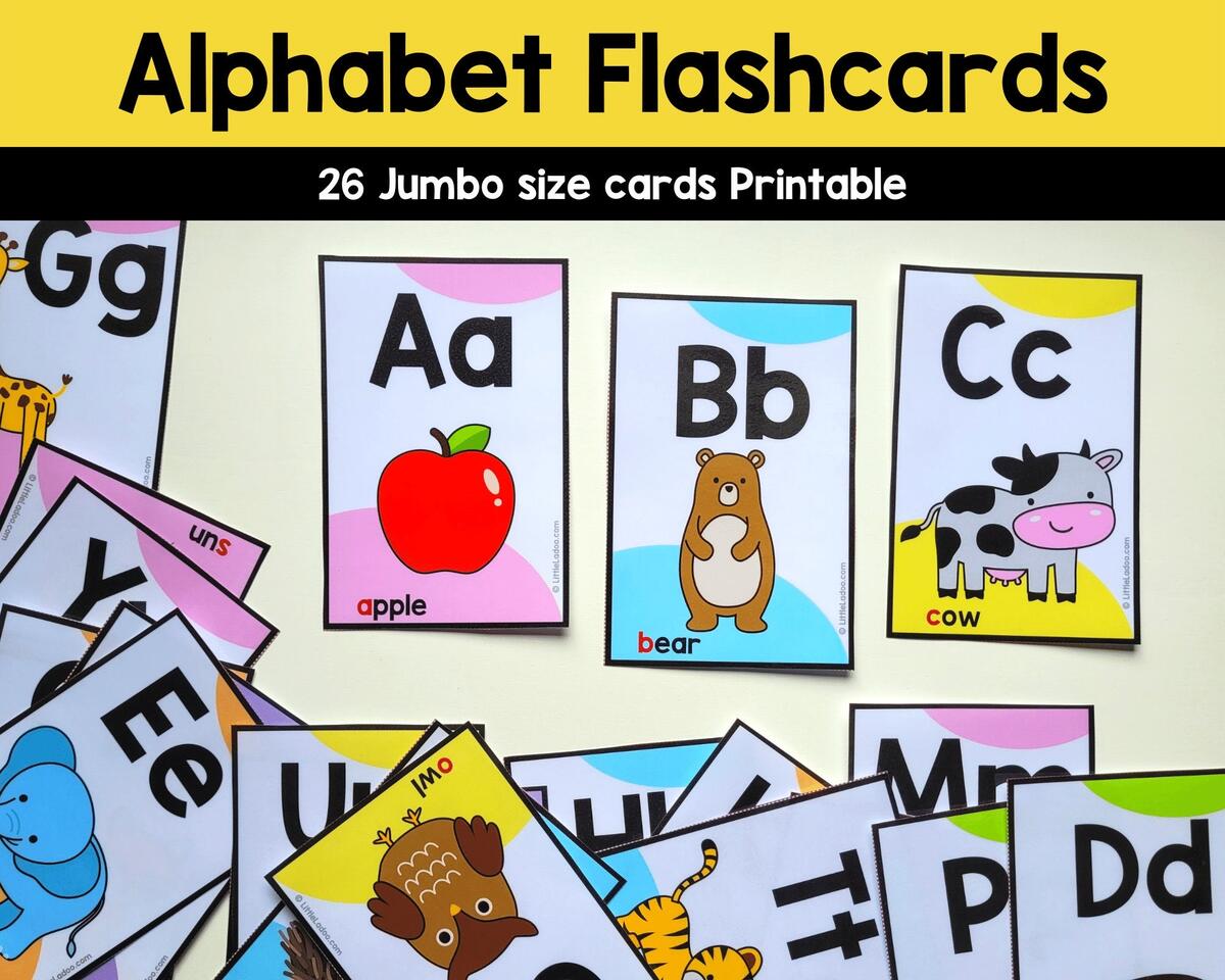 Alphabet Flashcards Printable 2 Sizes Etsy Sweden