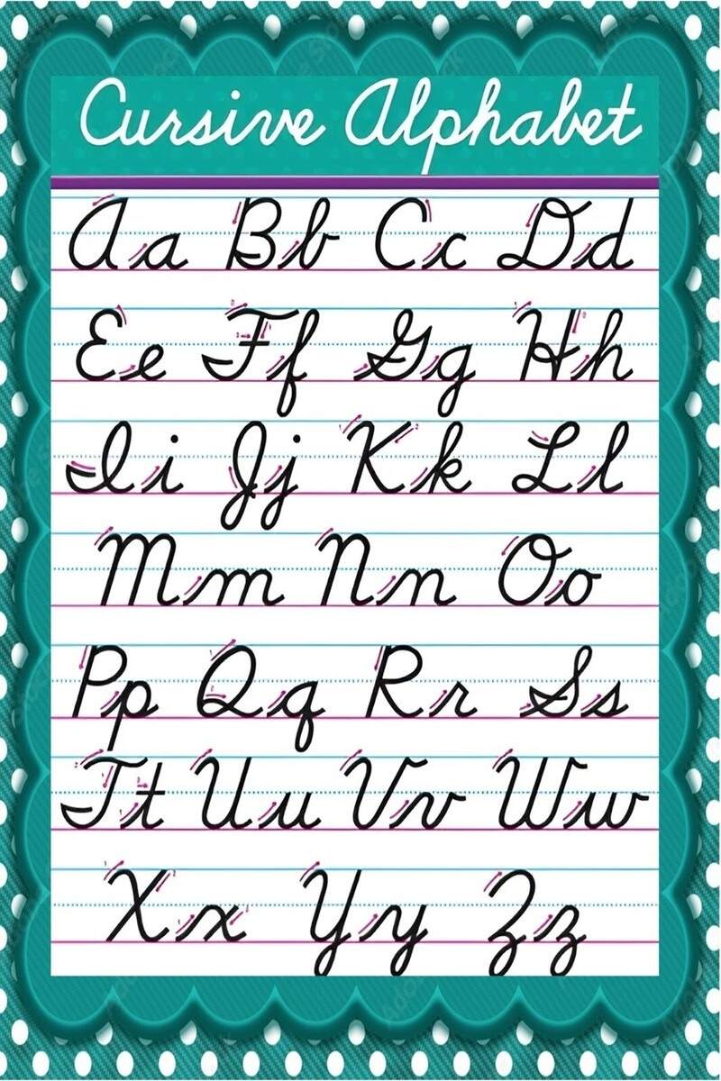 ALPHABET HANDWRITING CURSIVE POSTER 24 X 36 INCH School Elementary Letters Abc EBay