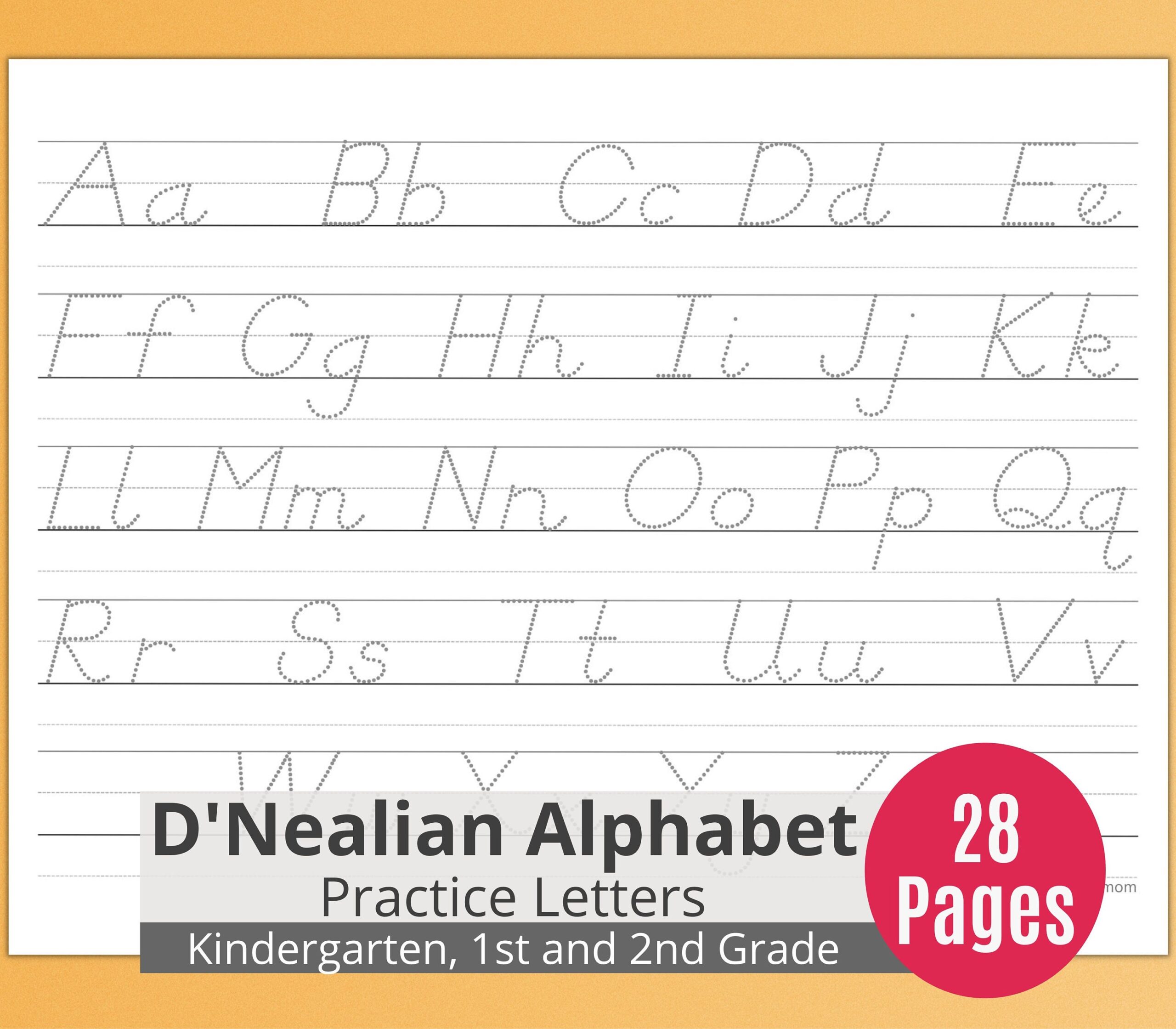 Alphabet Handwriting Practice For Kids Printable Letter Tracing Worksheets Handwriting Practice For Kids Landscape Oriented D Nealian Etsy Israel Pacon D Nealian Cursive Chart Tablet 24 X 32 Inches 2 Inch Ruled 25 Sheets