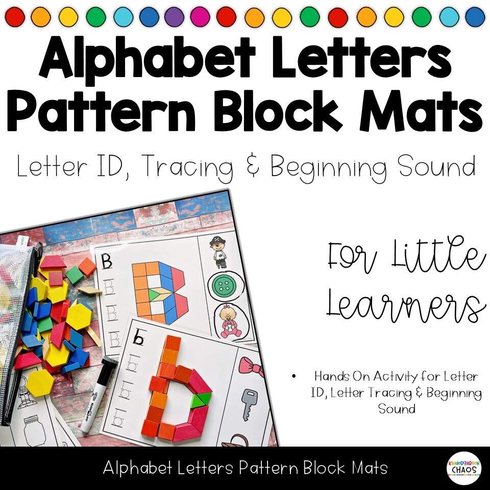 Alphabet Letter Pattern Block Mats Phonics Tracing Beginning Sound Kindergarten Chaos