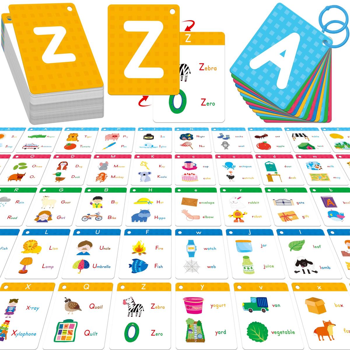 Amazon Alphabet Flash Cards 52 Lowercase Uppercase Letter Cards Jumbo Size Letter Sounds Flashcards Letter Recognition Learning For Kids Toddlers Classroom Preschool Kindergarten Toys Games