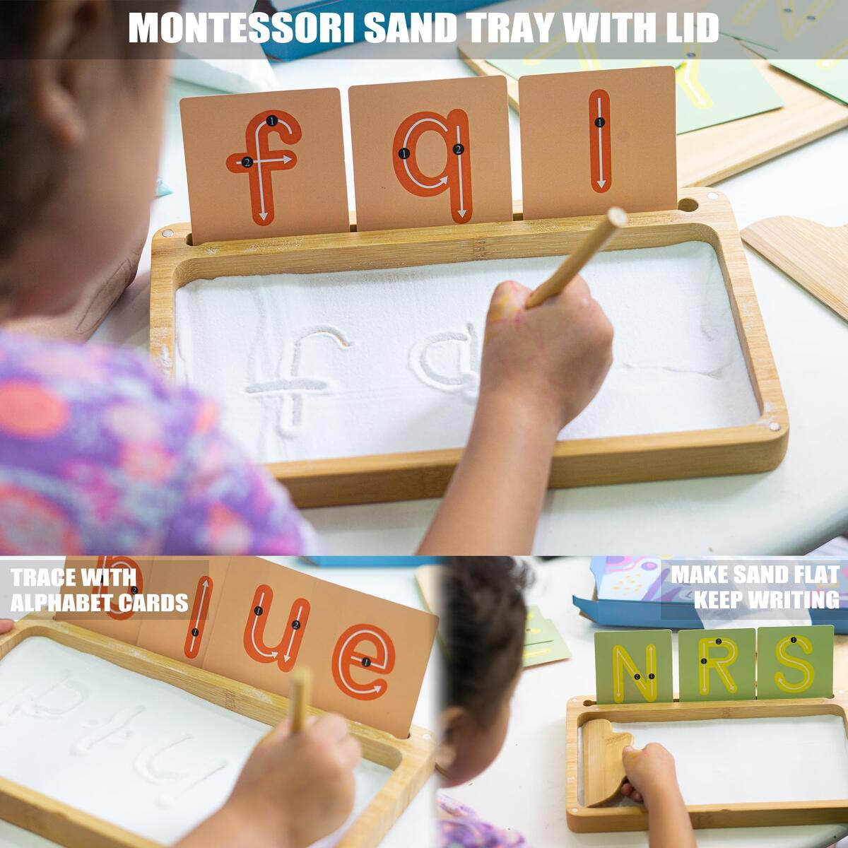 Amazon AtMini Sand Tray For Classroom Wooden Montessori Sand Tray With Lid For Kids Writing Letters And Numbers Preschool Classroom Must Haves Kindergarten Learning Tools White Toys Games