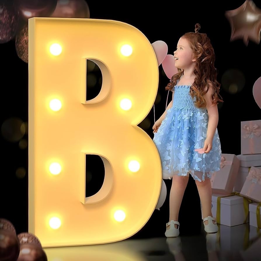Amazon LED Marquee Letter Lights 3ft 4ft Large Marquee Light Up Letters Pre Cut Thick Foam Board Mosaic Numbers Kit With Light Bulbs For Wedding Party Home Bar Decor Color Letter B Size