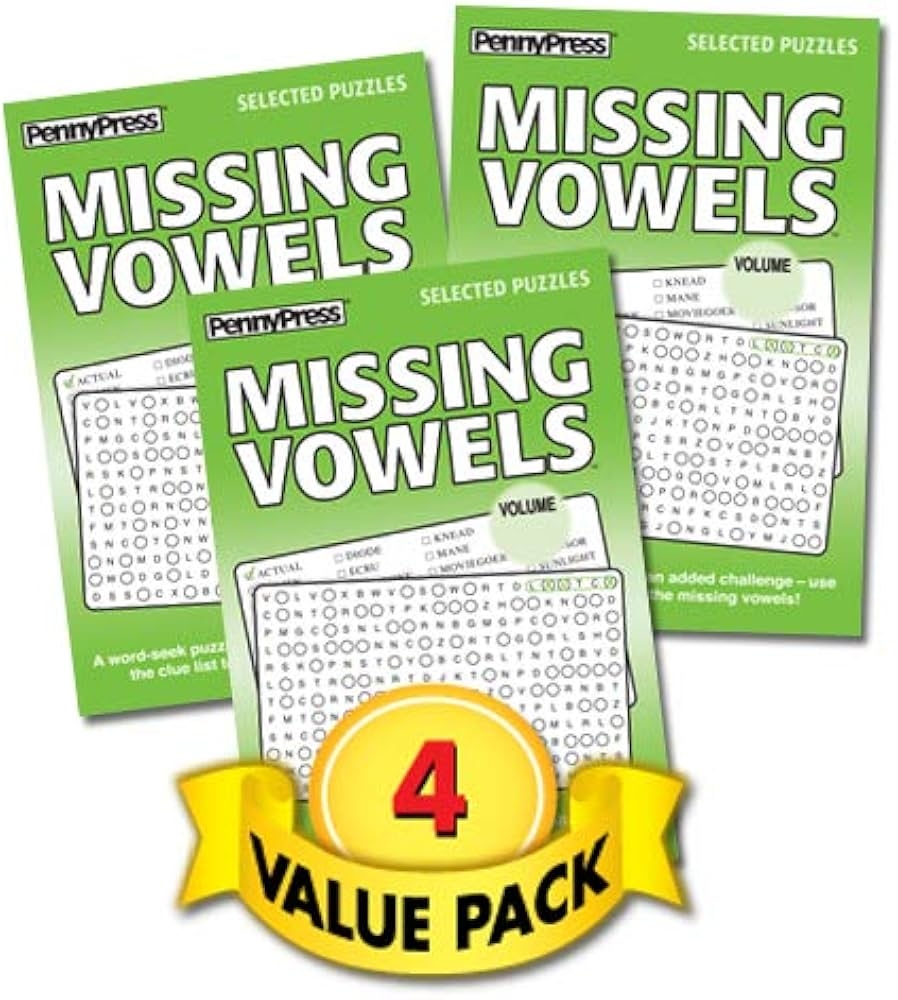 Amazon Missing Vowels Word Seek Word Search Puzzles For All Ages 4 Pack Paperback Penny Press Dell Magazines Dell Puzzle Books Penny Press Missing Vowels Pack 8 EBay