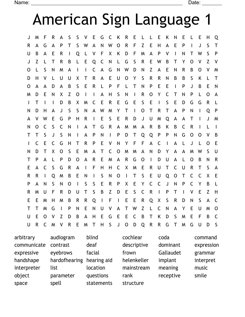 ASL Family Word Search Game ASL Teaching Resources