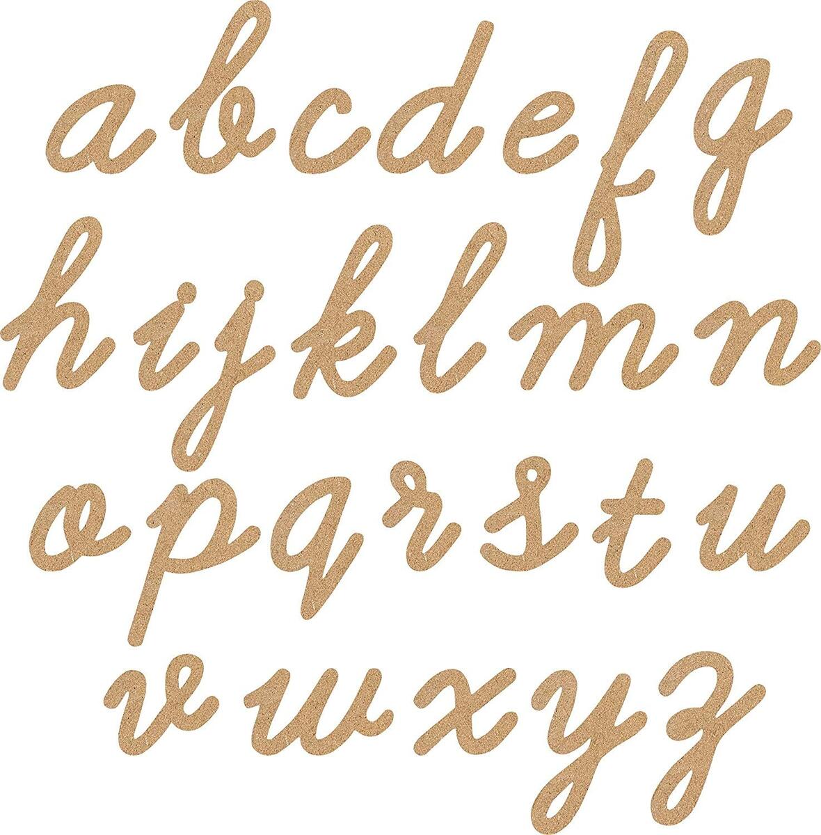 AmericanElm Plain Laser Cut Wooden English Cursive A To Z Lower Case Alphabet MDF English Small Letter Cutouts Amazon In Home Kitchen