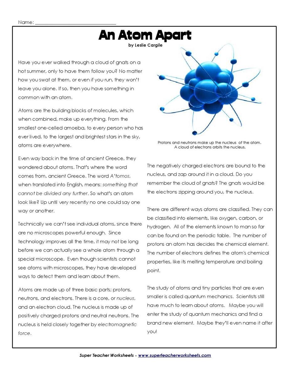 Atoms Worksheet On Atomic Structure And Properties Studocu