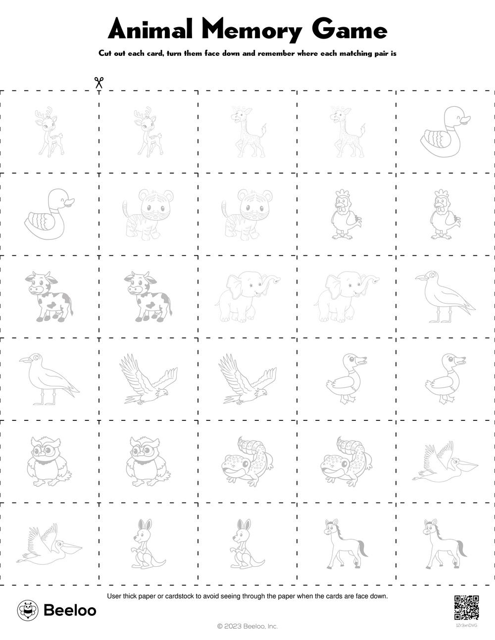 Animal Themed Memory Games Beeloo Printable Crafts And Activities For Kids
