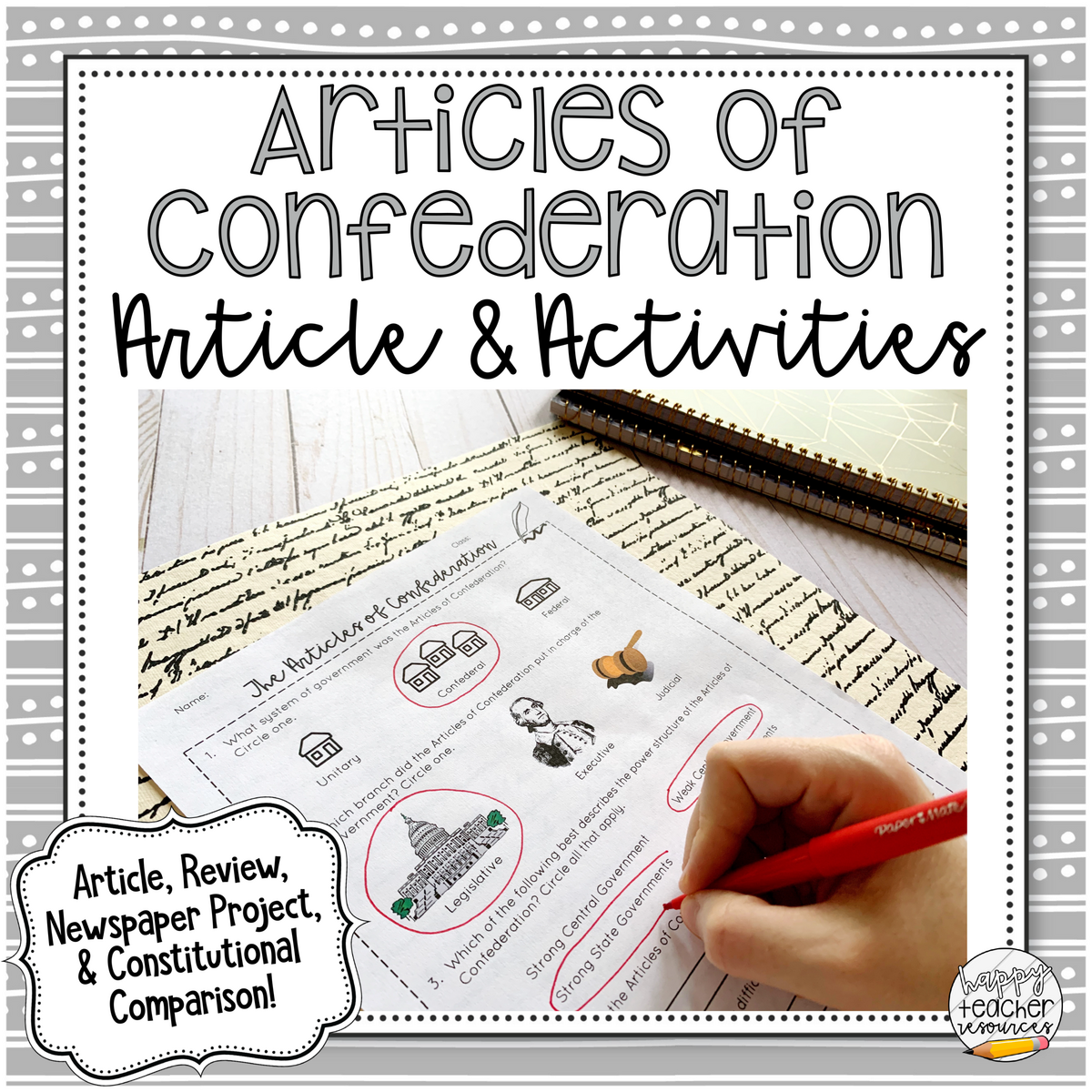 Articles Of Confederation Article Activities For Civics American History Happy Teacher Resources