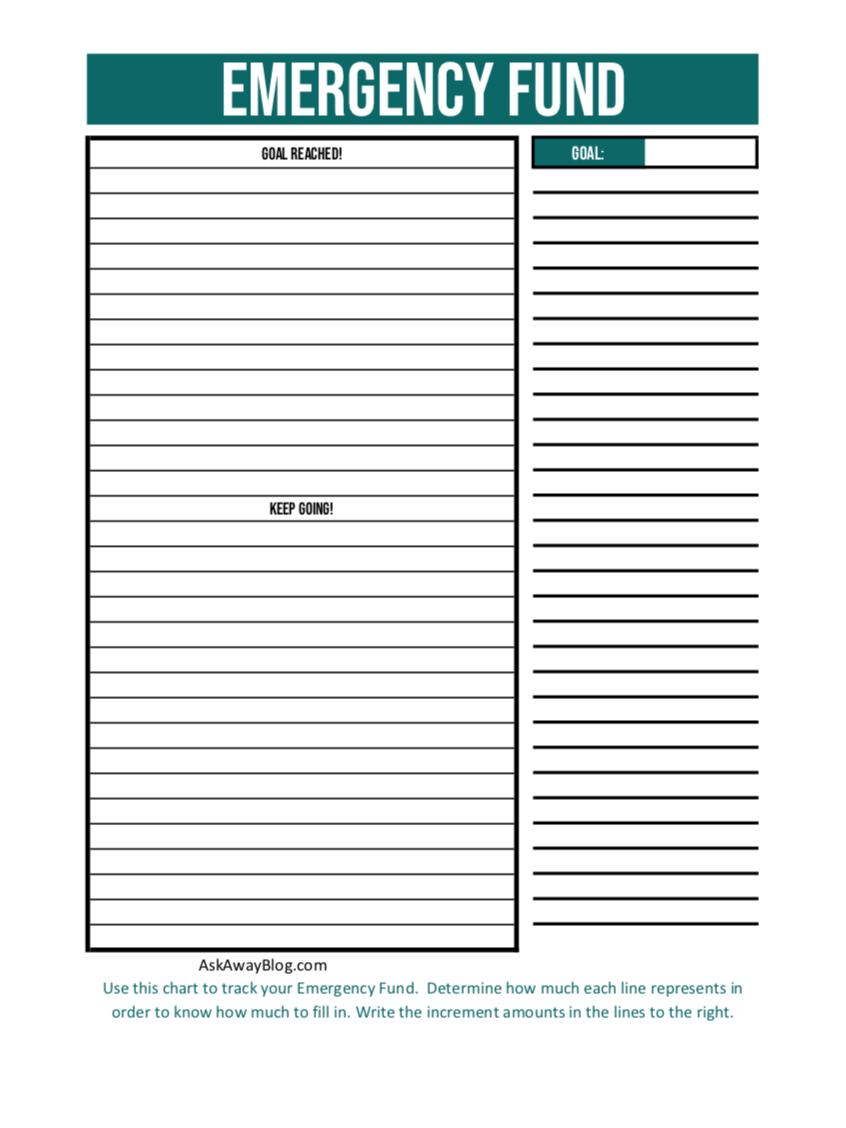 Ask Away Blog FREE Printable Financial Goal Charts