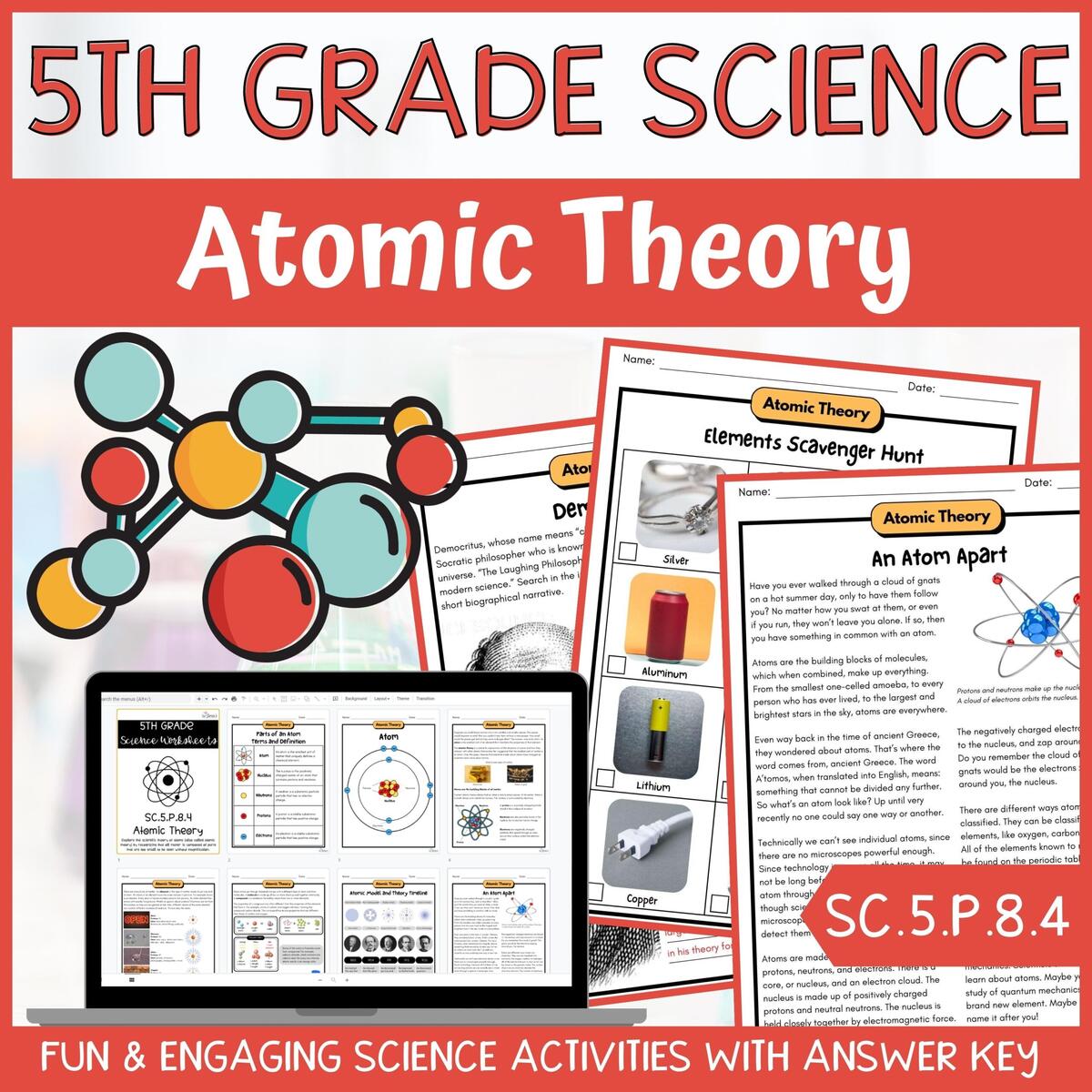 Atomic Theory Activity Answer Key 5th Grade Physical Science Classful