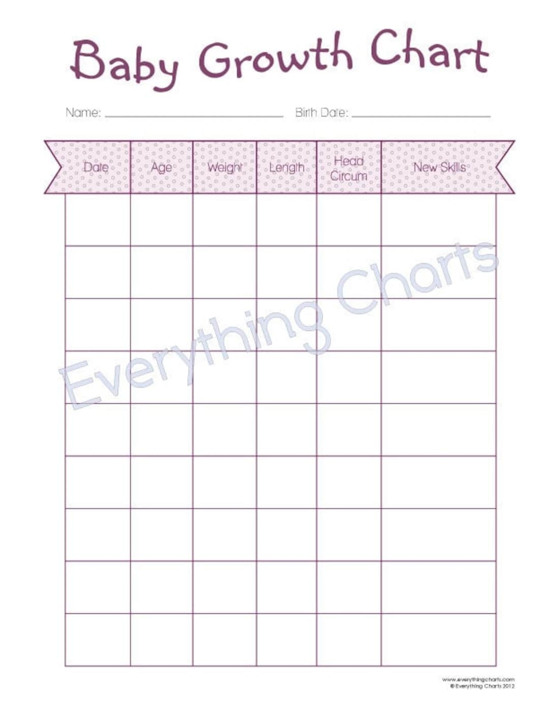 Printable Baby Growth Chart Infant Growth Log Growth Tracker Newborn Milestones Height Tracker Size Tracking A4 And US Letter Size Etsy